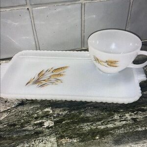Wheat Design White and Gold Dinnerware Set